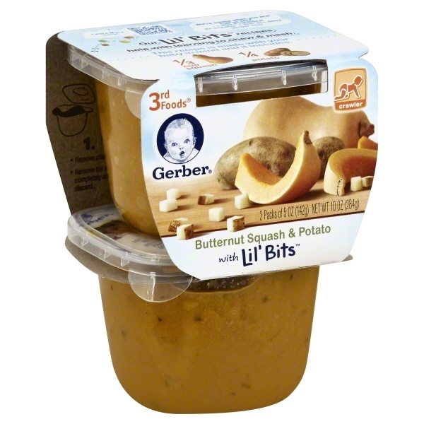 slide 1 of 4, Gerber 3rd Foods Lil' Bits Butternut Squash & Potato Baby Food, 2 ct; 5 oz