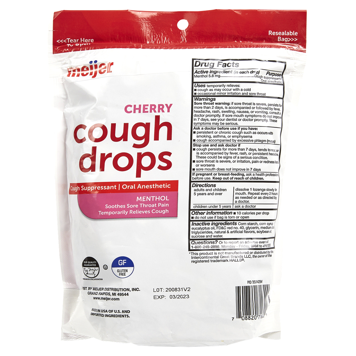 slide 5 of 5, Meijer Value Size Cherry Cough Drops, 200 ct