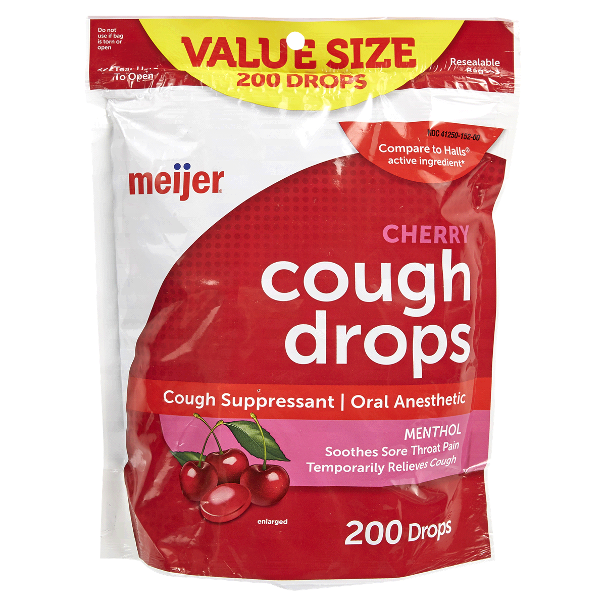 slide 1 of 1, Meijer Value Size Cherry Cough Drops, 200 ct
