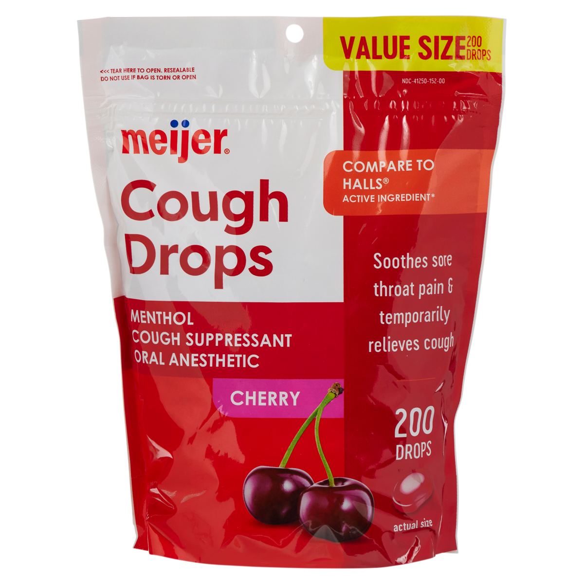 slide 1 of 5, Meijer Value Size Cherry Cough Drops, 200 ct