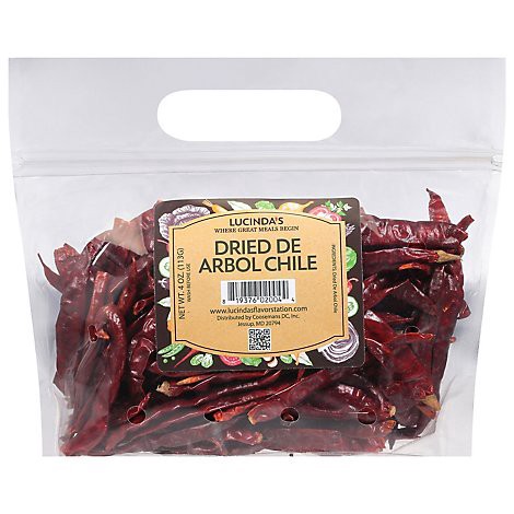 slide 1 of 1, Lucinda's Dried Arbol Chilies Bag - 4 OZ, 4 oz