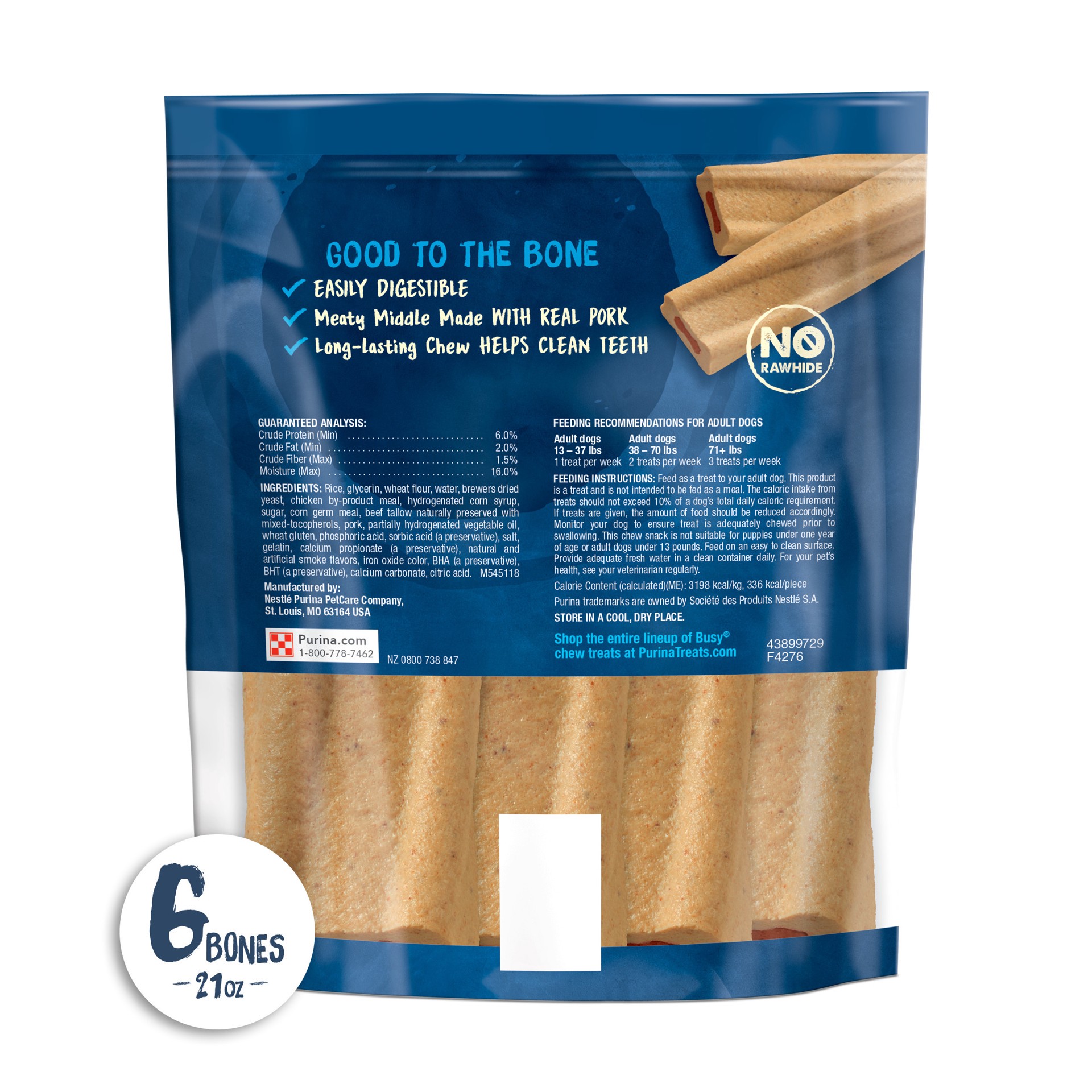 slide 5 of 9, Purina Busy Made in USA Facilities Small/Medium Dog Bones, Original - 6 ct. Pouch, 