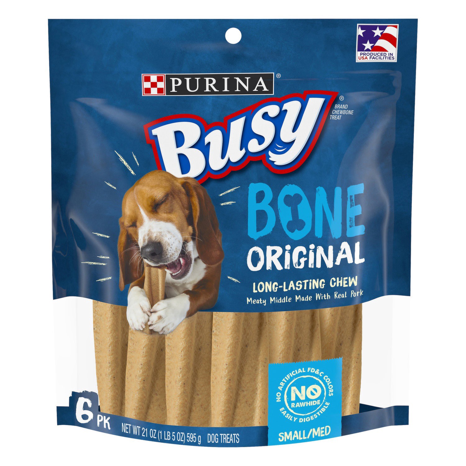 slide 1 of 9, Purina Busy Made in USA Facilities Small/Medium Dog Bones, Original - 6 ct. Pouch, 