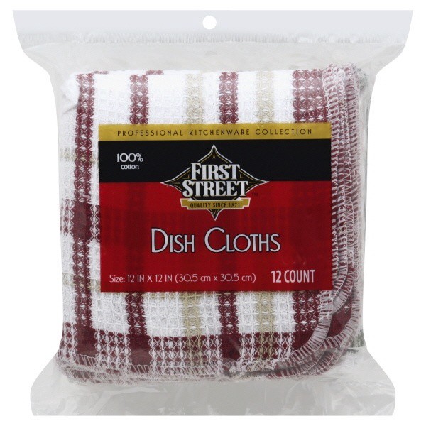 slide 1 of 1, First Street Green Basket Dish Cloths, 12 ct