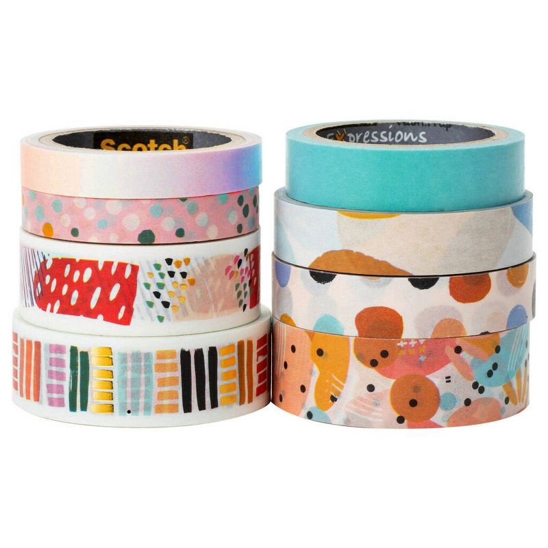 slide 3 of 6, Scotch 8pk Expressions Washi Tape Abstract Modern, 8 ct