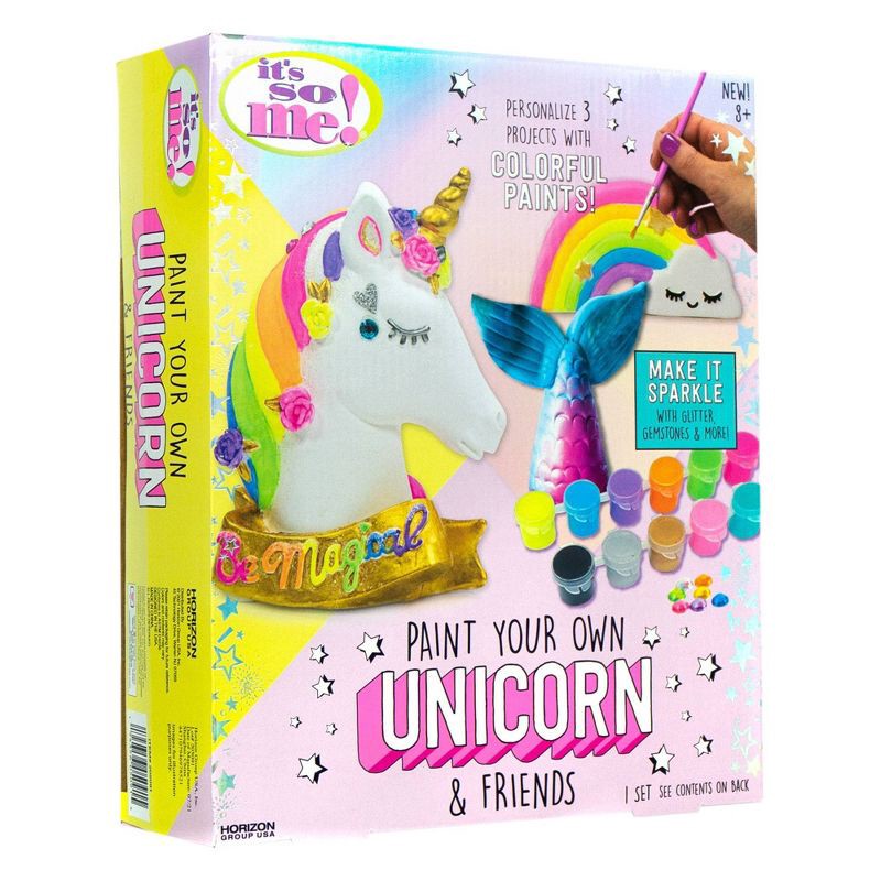 slide 2 of 4, Paint Your Own Unicorn and Friends - It's So Me: Craft Kit for 6 Year Old Girls, Includes Paints, Brushes, Gems, Sequins, 1 ct