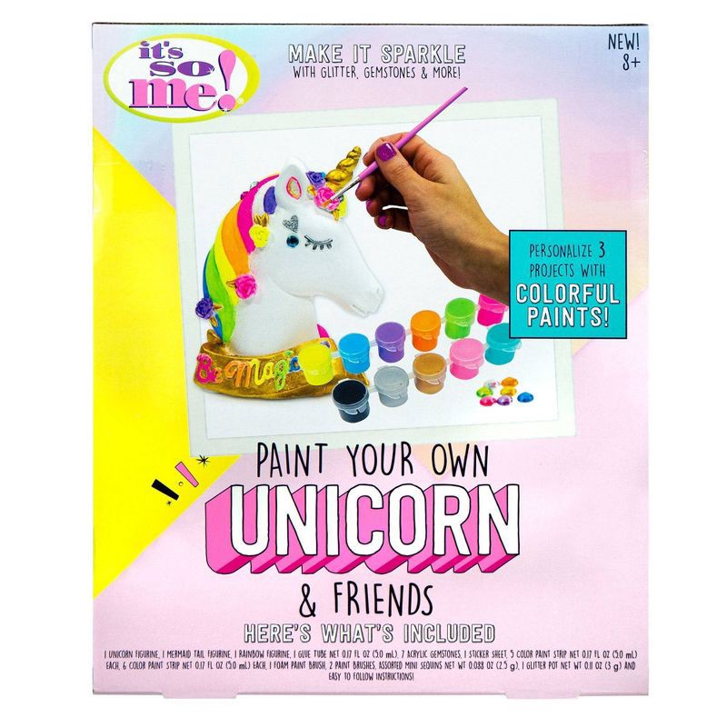 slide 3 of 4, Paint Your Own Unicorn and Friends - It's So Me: Craft Kit for 6 Year Old Girls, Includes Paints, Brushes, Gems, Sequins, 1 ct