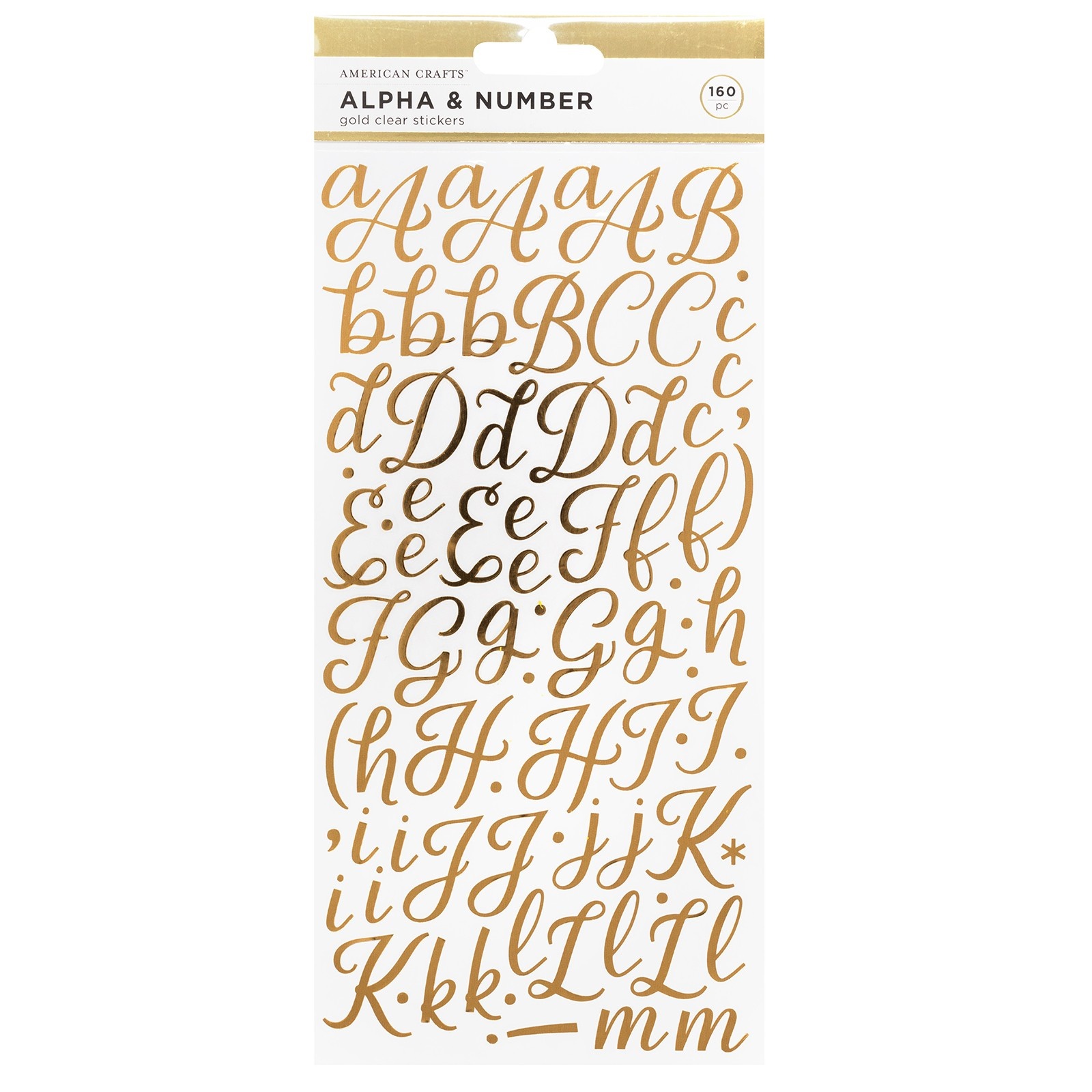 slide 1 of 3, American Crafts Stickers Alpha & Number - Gold, 160 ct