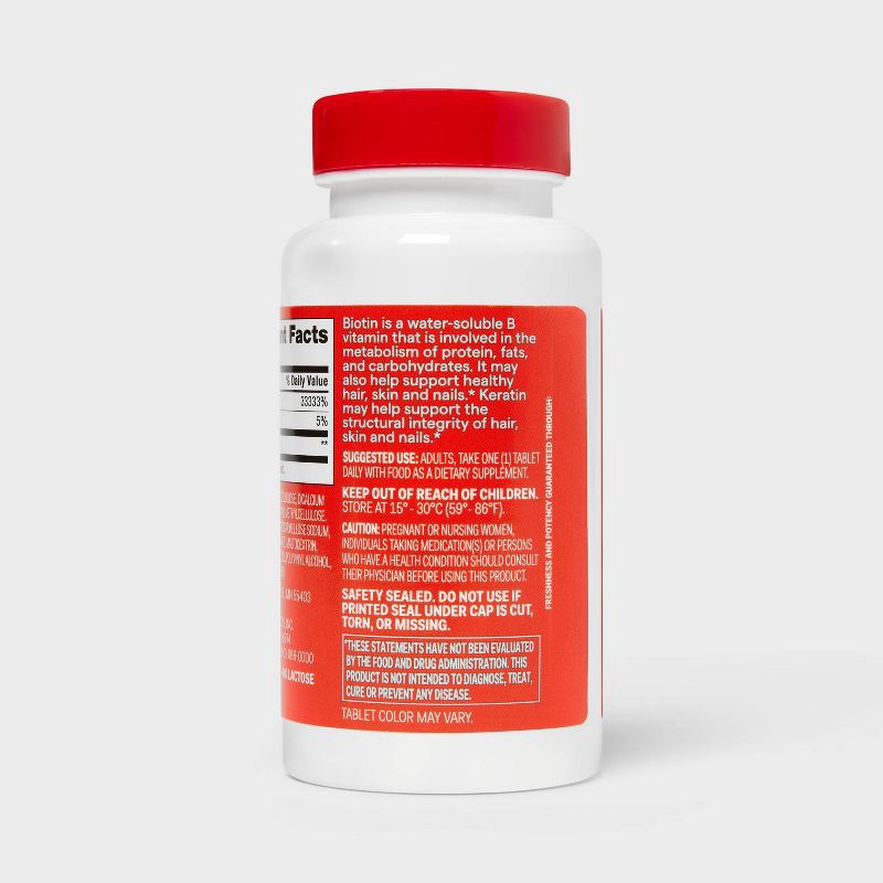 slide 4 of 4, Biotin with Keratin Dietary Supplement Tablets - 120ct - up&up™, 120 ct