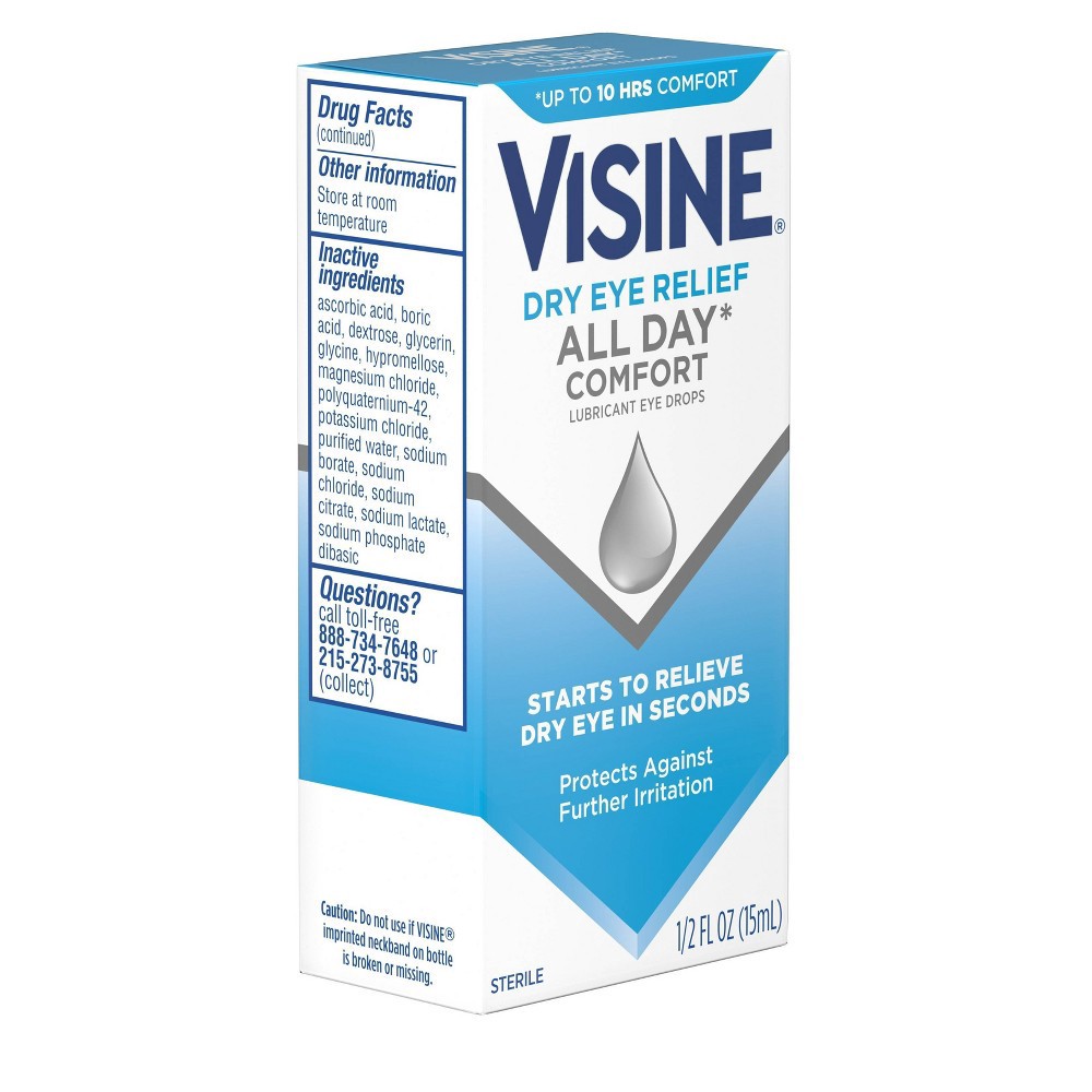 slide 2 of 8, Visine All Day Comfort Dry-Eye Relief Lubricant Eye Drops - .5 fl oz, 0.5 fl oz