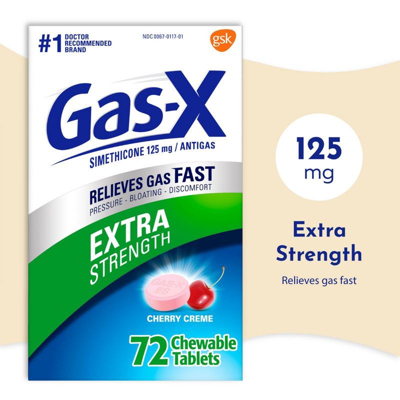 slide 1 of 9, Gas-X Extra Strength Anti-gas Cherry Creme Chewable Tablets to Relieve Excess Gas - 72ct, 72 ct