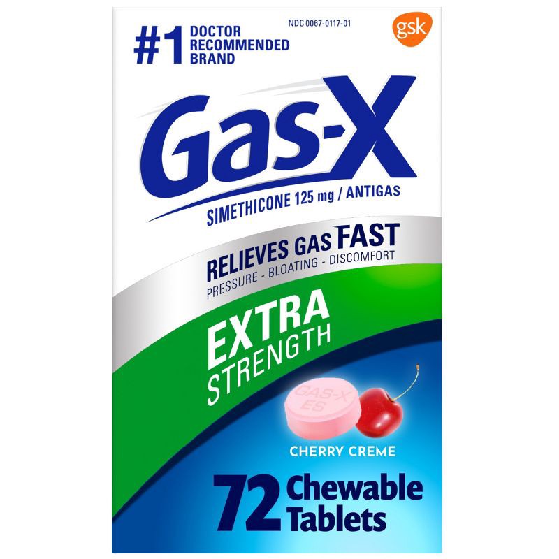 slide 1 of 9, Gas-X Extra Strength Anti-gas Cherry Creme Chewable Tablets to Relieve Excess Gas - 72ct, 72 ct