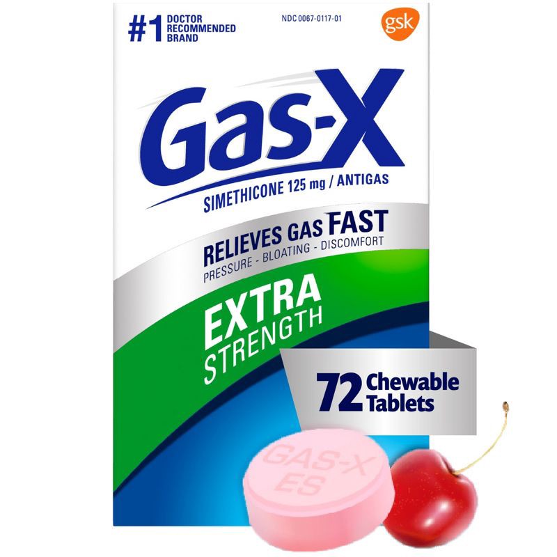 slide 1 of 9, Gas-X Extra Strength Anti-gas Cherry Creme Chewable Tablets to Relieve Excess Gas - 72ct, 72 ct