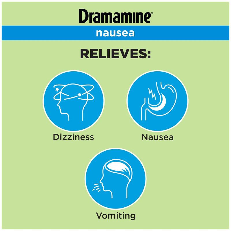 slide 3 of 7, Dramamine-N Long Lasting Nausea Relief Tablets for Nausea, Dizziness & Vomiting - 10ct, 10 ct