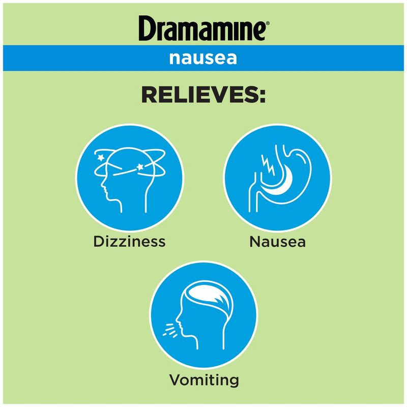 slide 2 of 6, Dramamine-N Long Lasting Nausea Relief Tablets for Nausea, Dizziness & Vomiting - 10ct, 10 ct