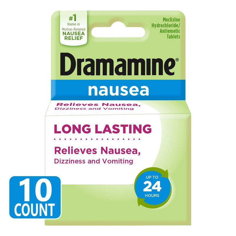 slide 1 of 6, Dramamine-N Long Lasting Nausea Relief Tablets for Nausea, Dizziness & Vomiting - 10ct, 10 ct