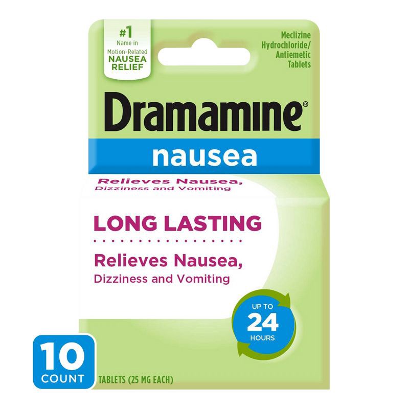 slide 1 of 7, Dramamine-N Long Lasting Nausea Relief Tablets for Nausea, Dizziness & Vomiting - 10ct, 10 ct