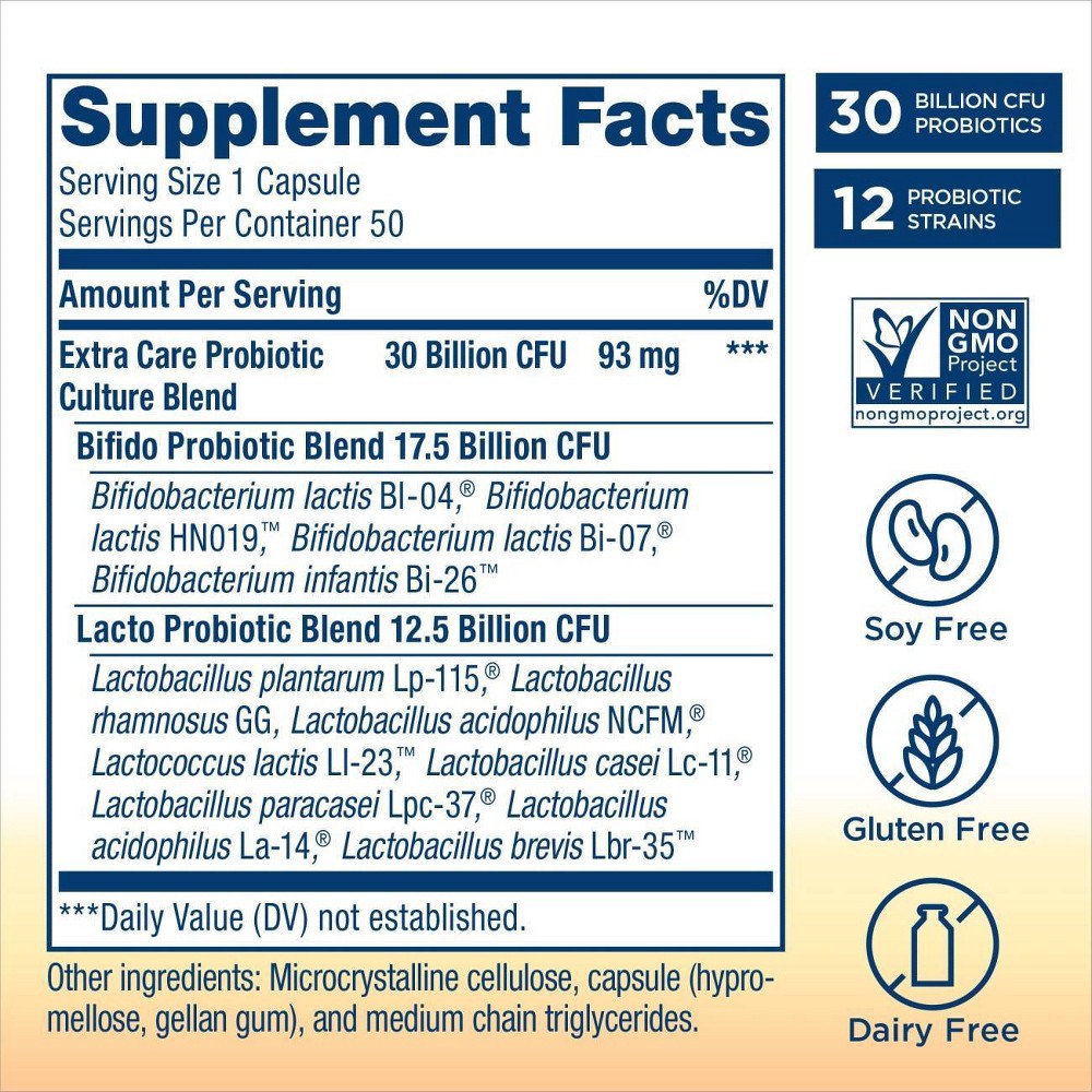 slide 7 of 14, Renew Life Ultimate Flora Probiotic Extra Care - 30 Billion CFU - 50ct, 50 ct