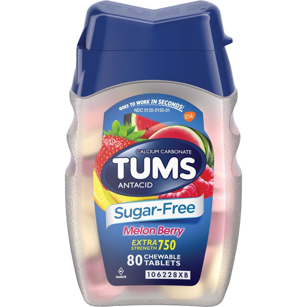 slide 6 of 7, TUMS Extra Strength Antacid Sugar Free Melon Berry Chewable Tablet 80ct, 80 ct