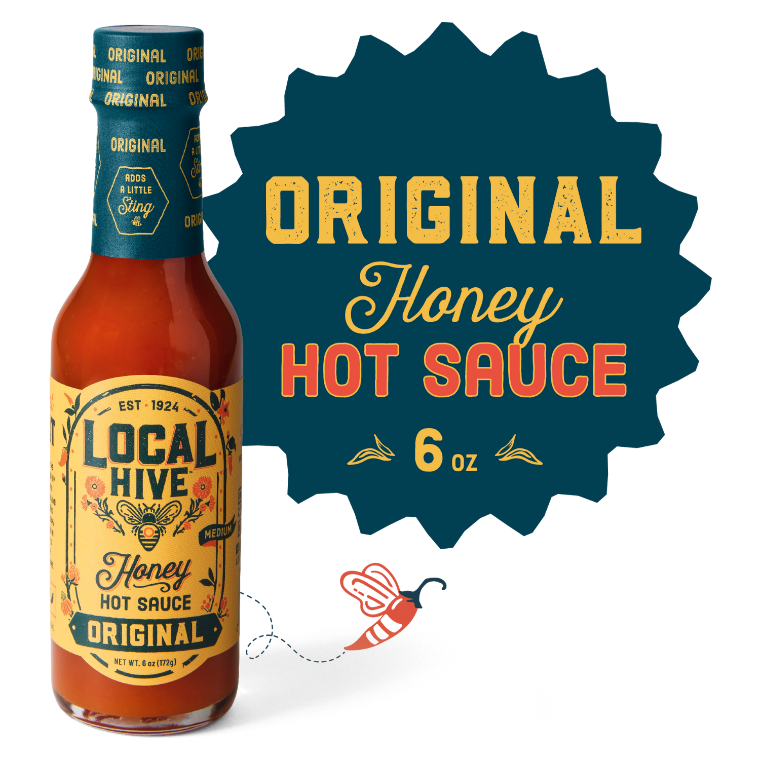 slide 4 of 8, Local Hive Original Honey Hot Sauce, 6 oz