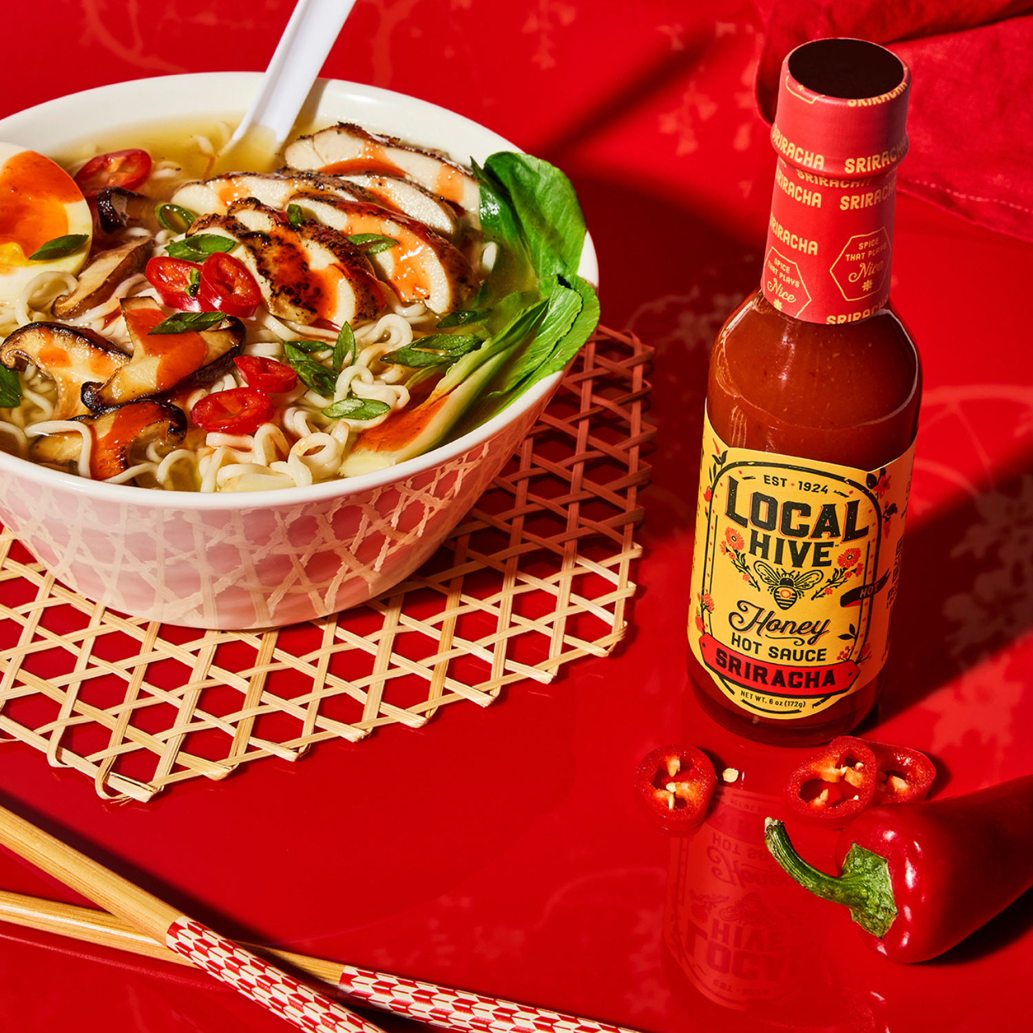 slide 6 of 8, Local Hive Sriracha Honey Hot Sauce, 6 oz