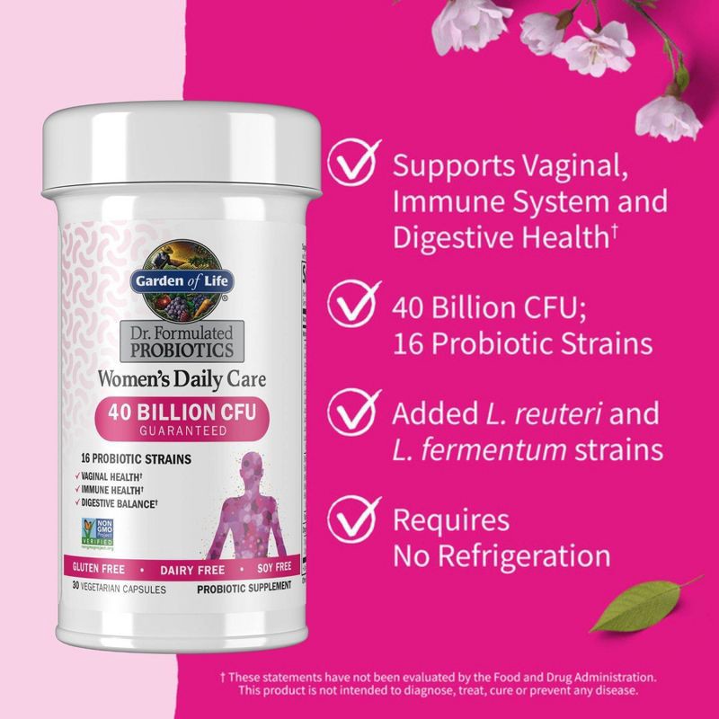 slide 3 of 9, Garden of Life Women's Probiotics Daily Care Capsules - 30ct, 30 ct