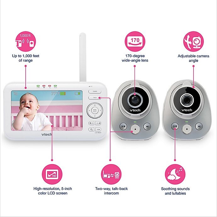 slide 5 of 5, VTech VM352-2 Digital Video Baby Monitor with Pan and Tilt Cameras, 5 in