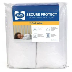 Sealy Secure Protect Waterproof Crib & Toddler Mattress Pads - 2pk