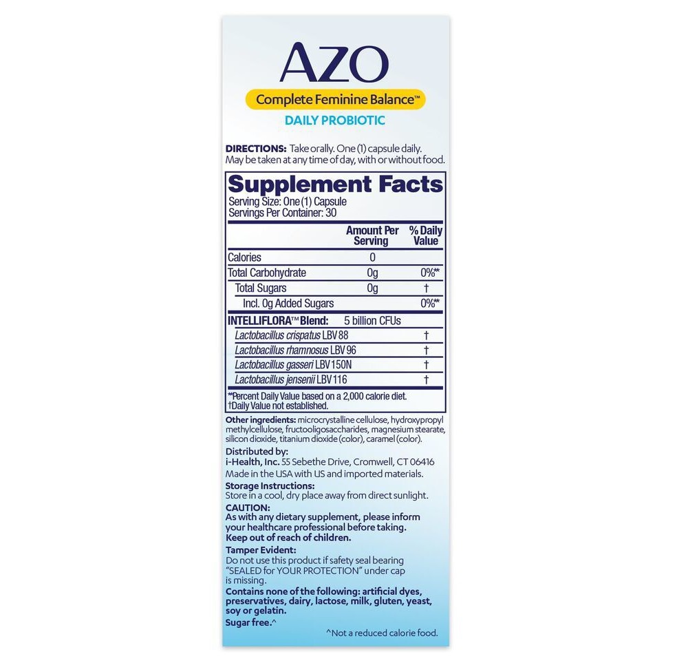slide 2 of 4, AZO Complete Feminine Balance, Daily Probiotic for Women, Supports Vaginal Health - 30ct, 30 ct