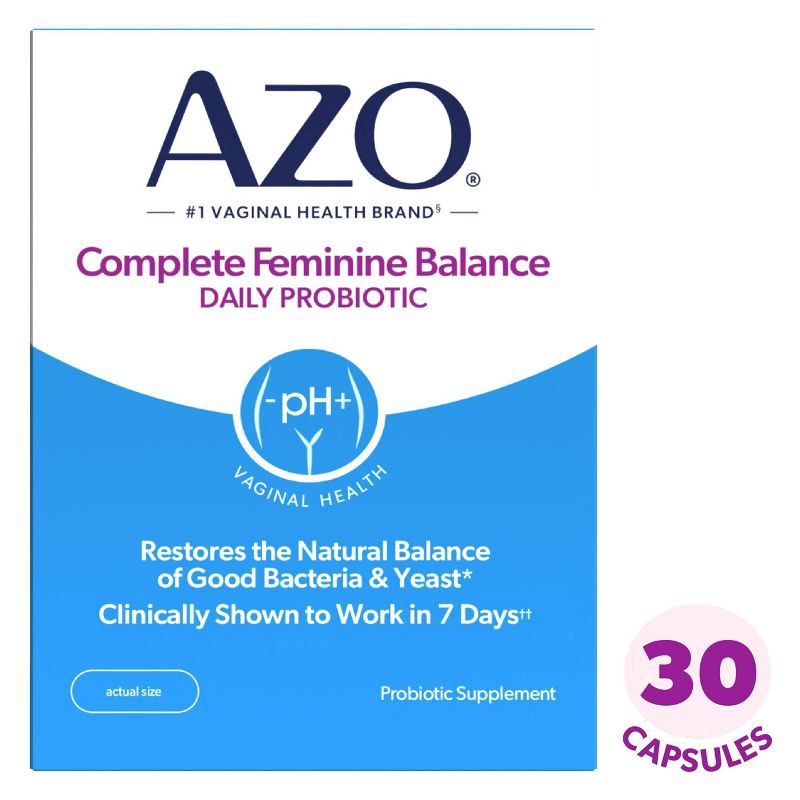 slide 1 of 11, AZO Complete Feminine Balance, Daily Probiotic for Women, Supports Vaginal Health Capsules - 30ct, 30 ct