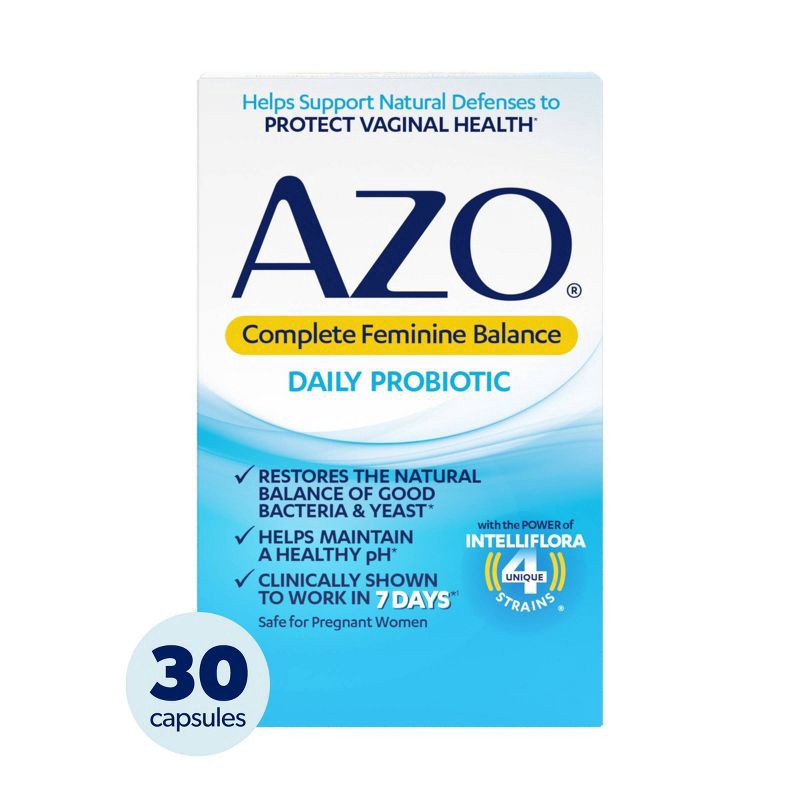slide 1 of 7, AZO Complete Feminine Balance, Daily Probiotic for Women, Supports Vaginal Health - 30ct, 30 ct