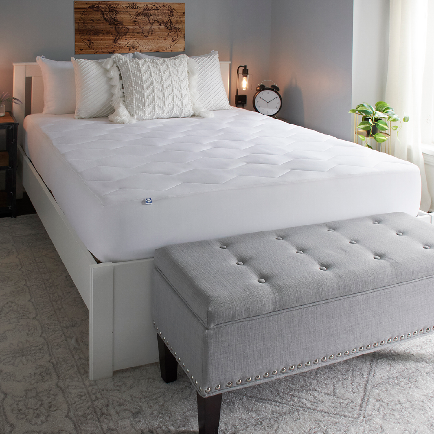 slide 4 of 5, Sealy Moisture Wicking & Stain Release Mattress Pad, Full Size