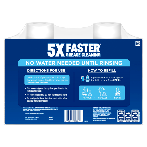 slide 5 of 29, Dawn Powerwash Spray, Dish Soap, Dishwashing Liquid, Fresh, 2 Refills, 2x21.5 Fl Oz, 2 ct