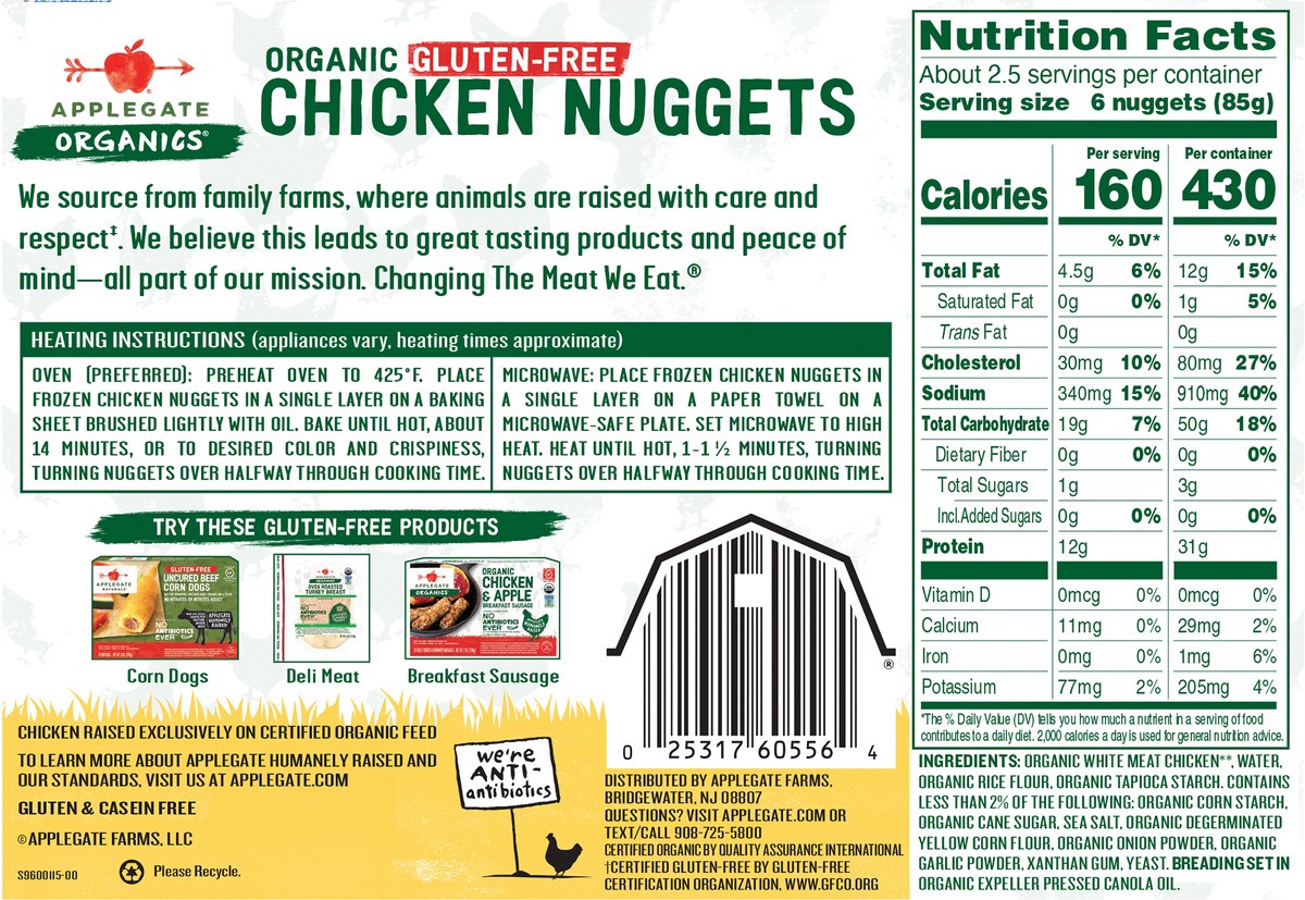 slide 9 of 9, Applegate Chicken Nuggets, 8 oz