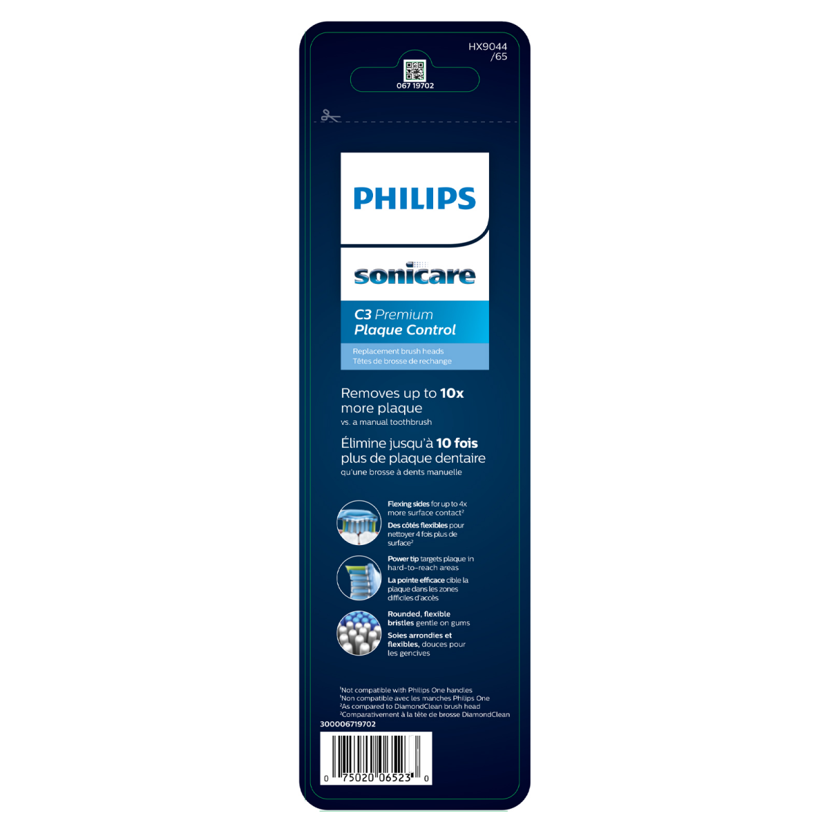 slide 4 of 5, Philips Sonicare Premium Plaque Control replacement toothbrush heads, HX9044/65, BrushSync technology, White 4-pk, 4 ct