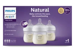Philips Avent Natural Baby Bottle With Natural Response Nipple, Clear, 4oz, 3pk, SCY900/03