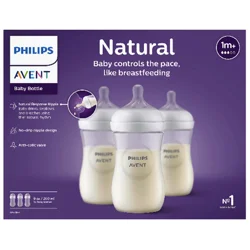 Avent Philips Avent Natural Baby Bottle, Clear, 9oz, 3pk