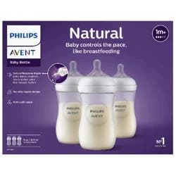 Avent Philips Avent Natural Baby Bottle, Clear, 9oz, 3pk