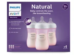Philips Avent 9 oz Natural 1 Month+ Baby Bottle 3 Each