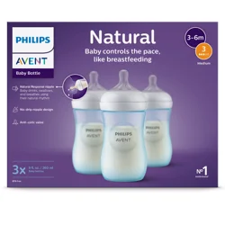 Philips Avent Natural Baby Bottle With Natural Response Nipple, Blue, 9oz, 3pk, SCY903/23