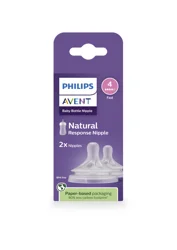 Philips Avent 3 Months+ Natural 2x Flow Baby Bottle Nipple 4 Each