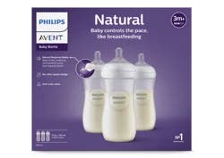 Philips Avent Natural Baby Bottle With Natural Response Nipple, Clear, 11oz, 3pk, SCY906/03