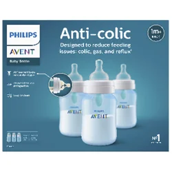 Philips Avent Anti-colic Bottle With AirFree Vent, 9oz, 3pk, Blue, SCY703/23