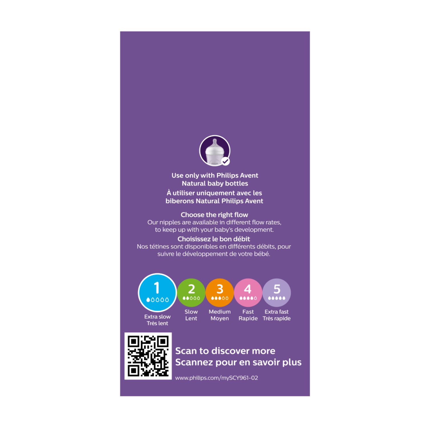 slide 2 of 2, Philips Avent Anti-colic Baby Bottle Flow 1 Nipple, 2pk, SCY761/02, 2 ct