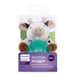 Philips Avent Soothie Snuggle Pacifier Holder with Pacifier, 0+ Months, Cow