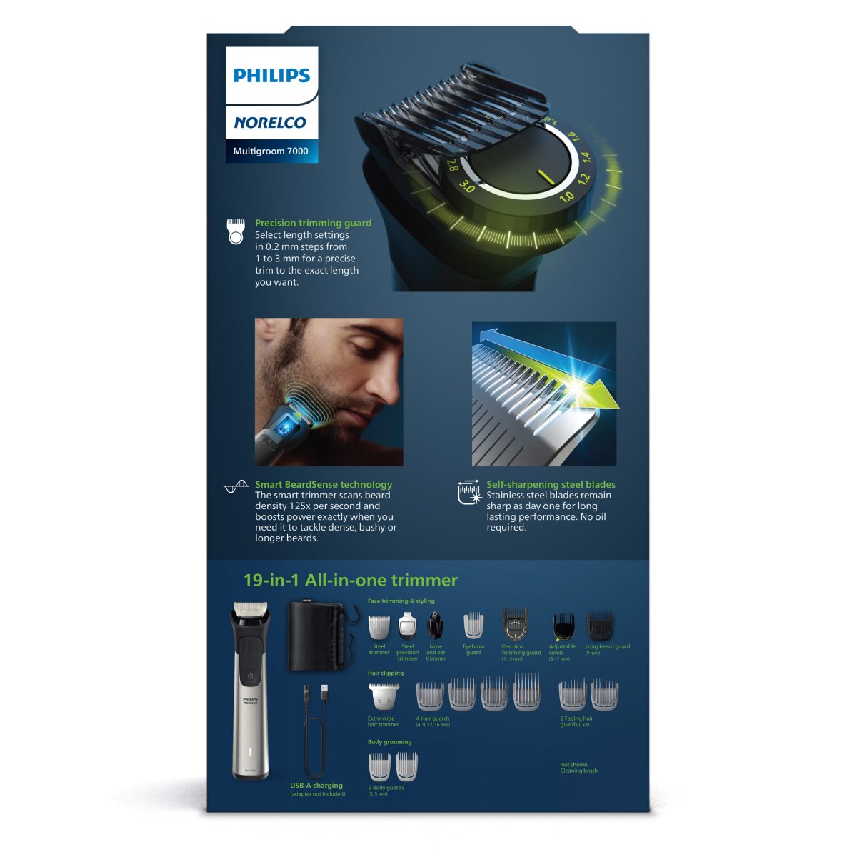 slide 2 of 2, Norelco Multigroom 7000 All-in-One Trimmer 1 ea, 1 ct