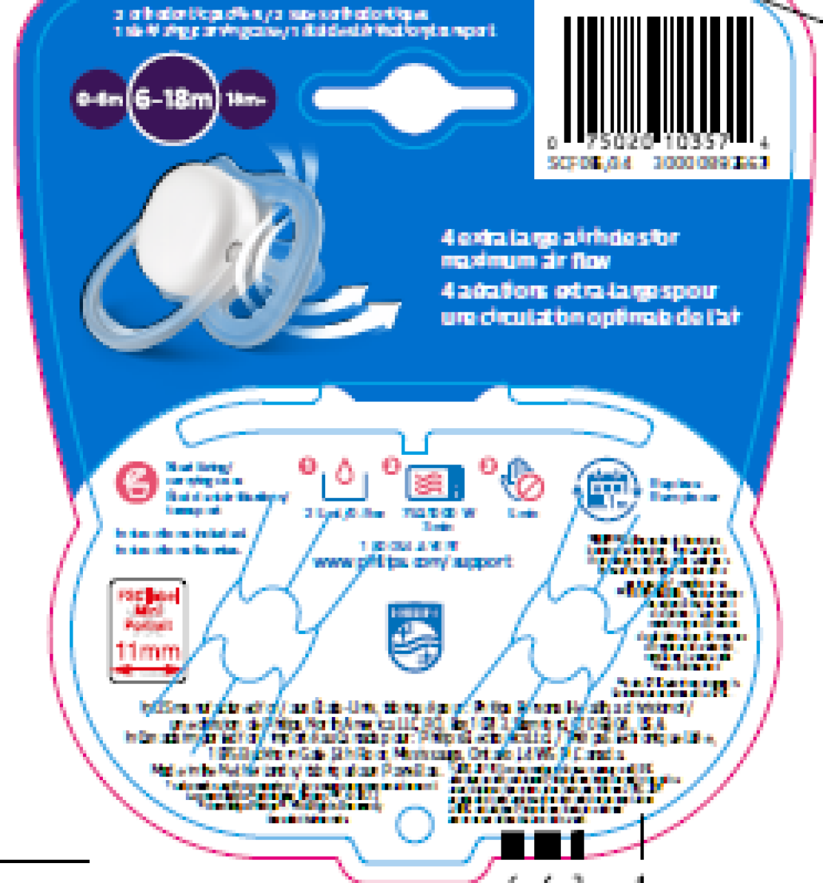 slide 2 of 2, Avent Philips Ultra Air Pacifier 6-18 Months - Blue/Lilac - 2pk, 2 ct