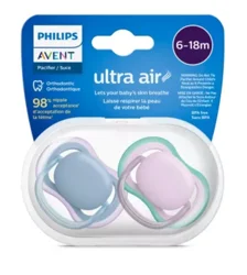 Avent Philips Ultra Air Pacifier 6-18 Months - Blue/Lilac - 2pk