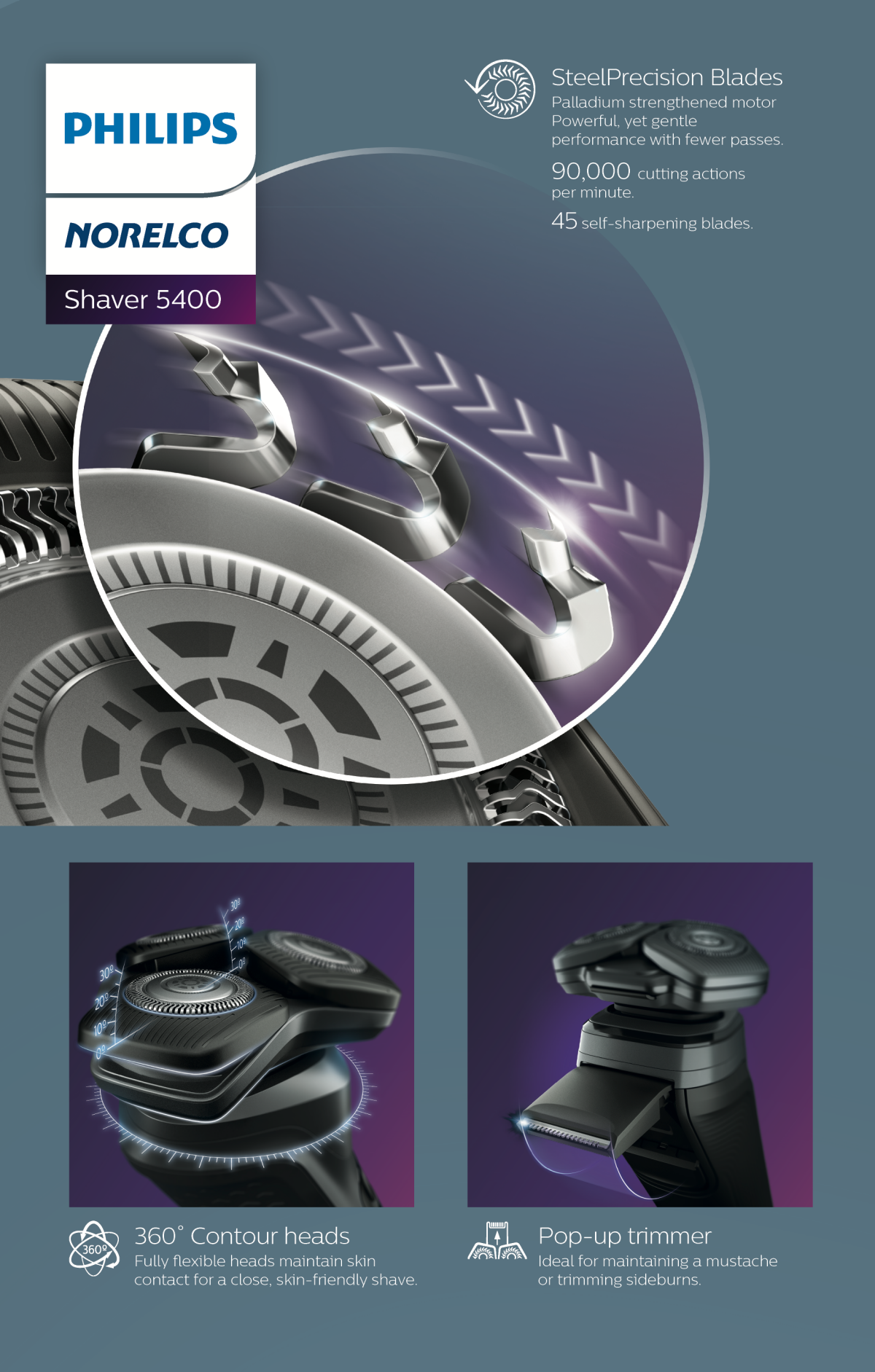 slide 2 of 2, Norelco Series 5000 Electric Razor, 1 ct