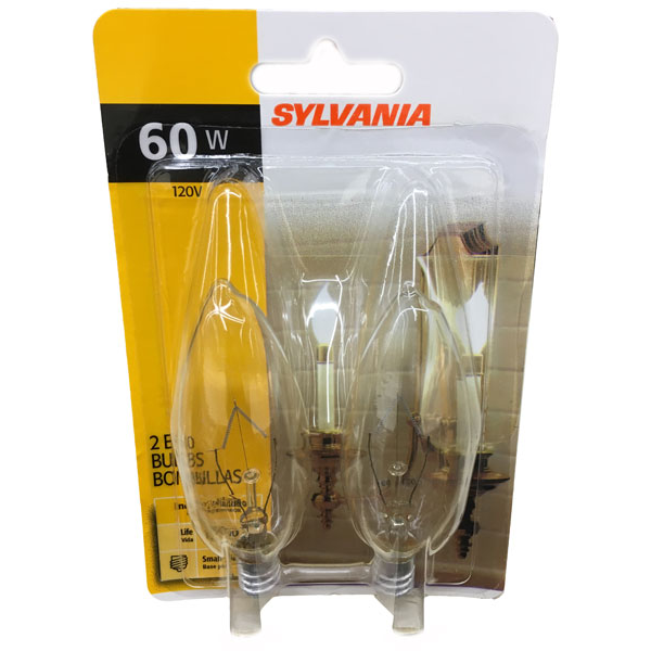 slide 1 of 1, Sylvania Decor Clear Light Bulb 60 Watt, 2 ct
